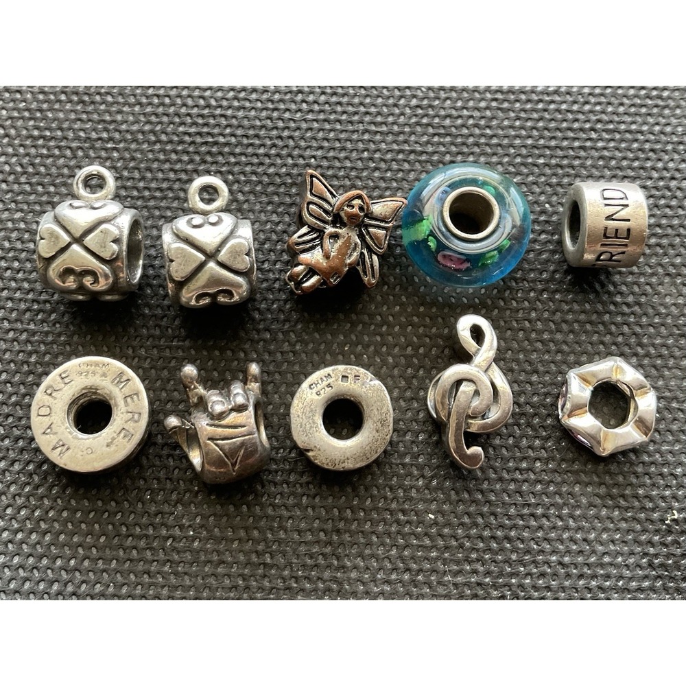 Lot Of 10 925 Sterling Silver Assorted Charms Vintage To Modern Estate Jewelry